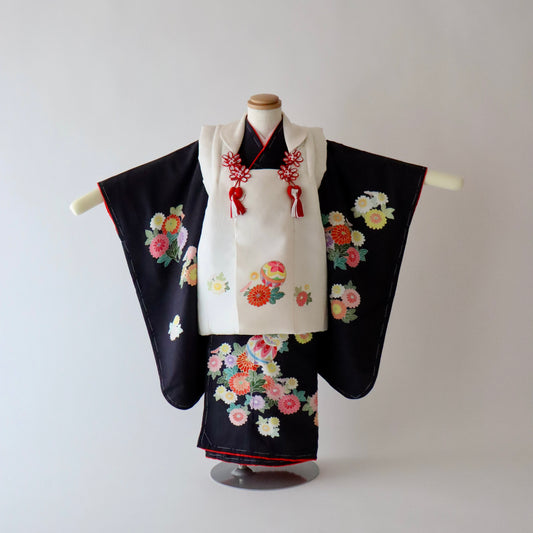 三歳 御祝着セット「友禅 鞠と花」