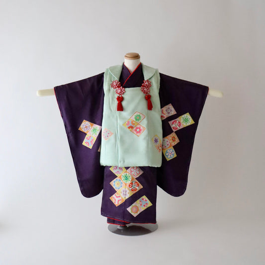 三歳 御祝着セット「友禅 菱文繋ぎ」