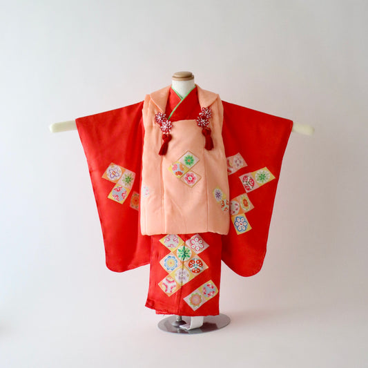 三歳 御祝着セット「友禅 菱文繋ぎ」