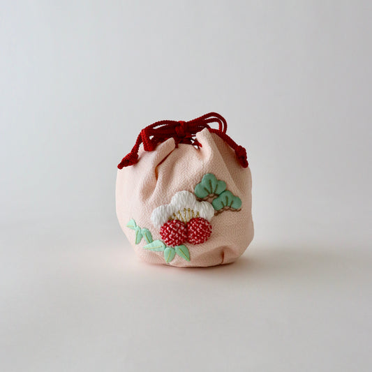 七五三 三歳御祝着向け巾着「松竹梅 - pnk」大原商店