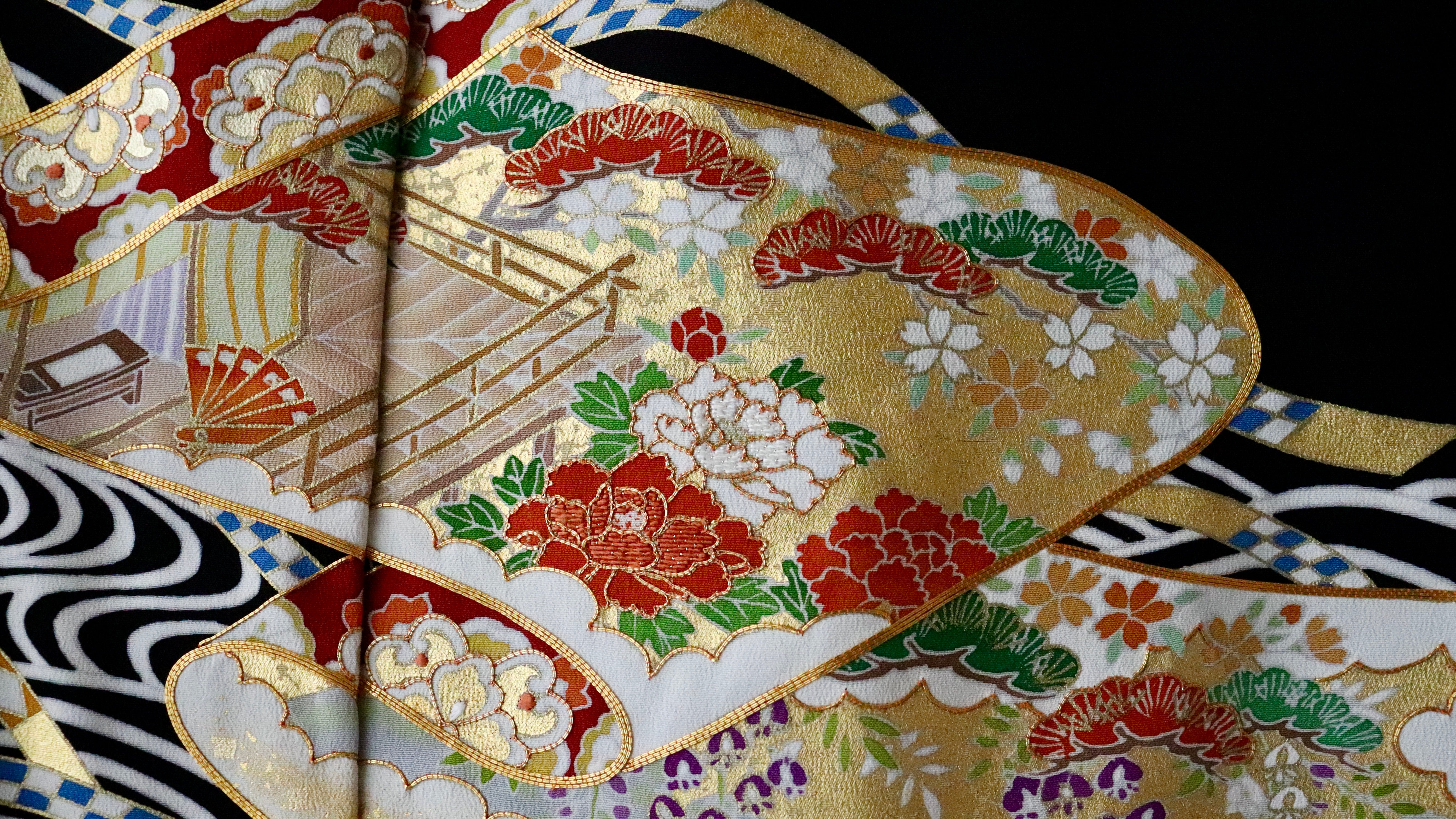 【京かんざし】566★小紋 縞柄に粋な装い 老舗の呉服屋「荒井呉服店」躾糸付未着用★即決送料無料！