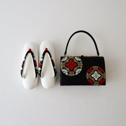 草履バッグセット「丸華文・黒」和小物さくら