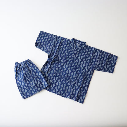 お子様甚平「羊歯繋ぎ」5号 - 身長110〜120cm向け - 竺仙