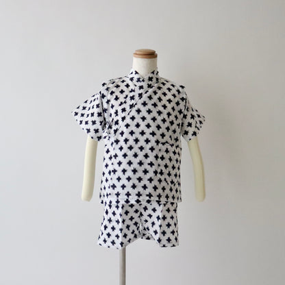 お子様甚平「絣」サイズ100：身長95〜105cm前後向け