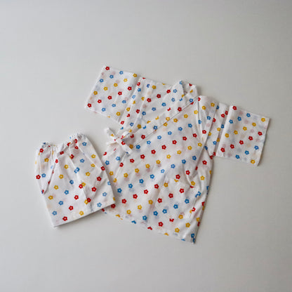 お子様甚平「小花」サイズ110：身長105〜115cm前後向け