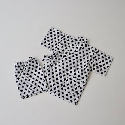 お子様甚平「絣」サイズ100：身長95〜105cm前後向け