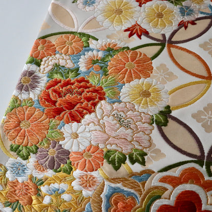 袋帯「寿祥秀花七宝文」河合美術織物