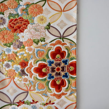 袋帯「寿祥秀花七宝文」河合美術織物