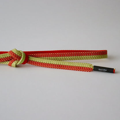 帯締め「内記二本合せ金霰撚房 - rd.grn」　和小物さくら