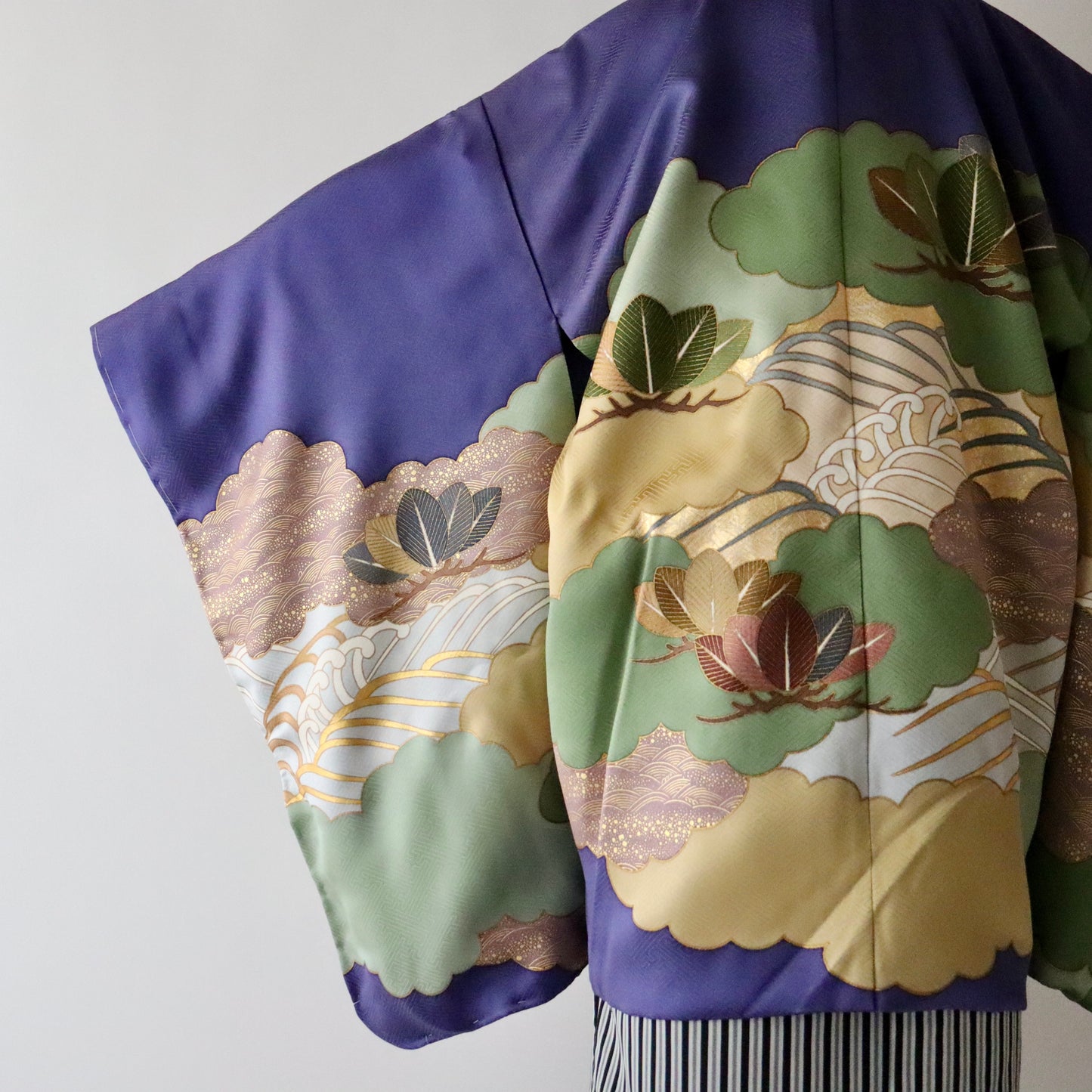 五歳 御祝着セット「雲取に松波」藤井寛/富宏染工