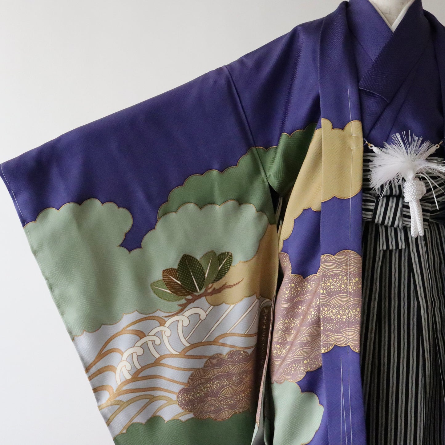 五歳 御祝着セット「雲取に松波」藤井寛/富宏染工