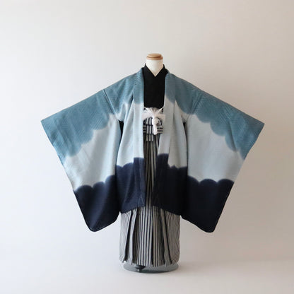 五歳 御祝着セット「暈し雲文 - nvy-g」