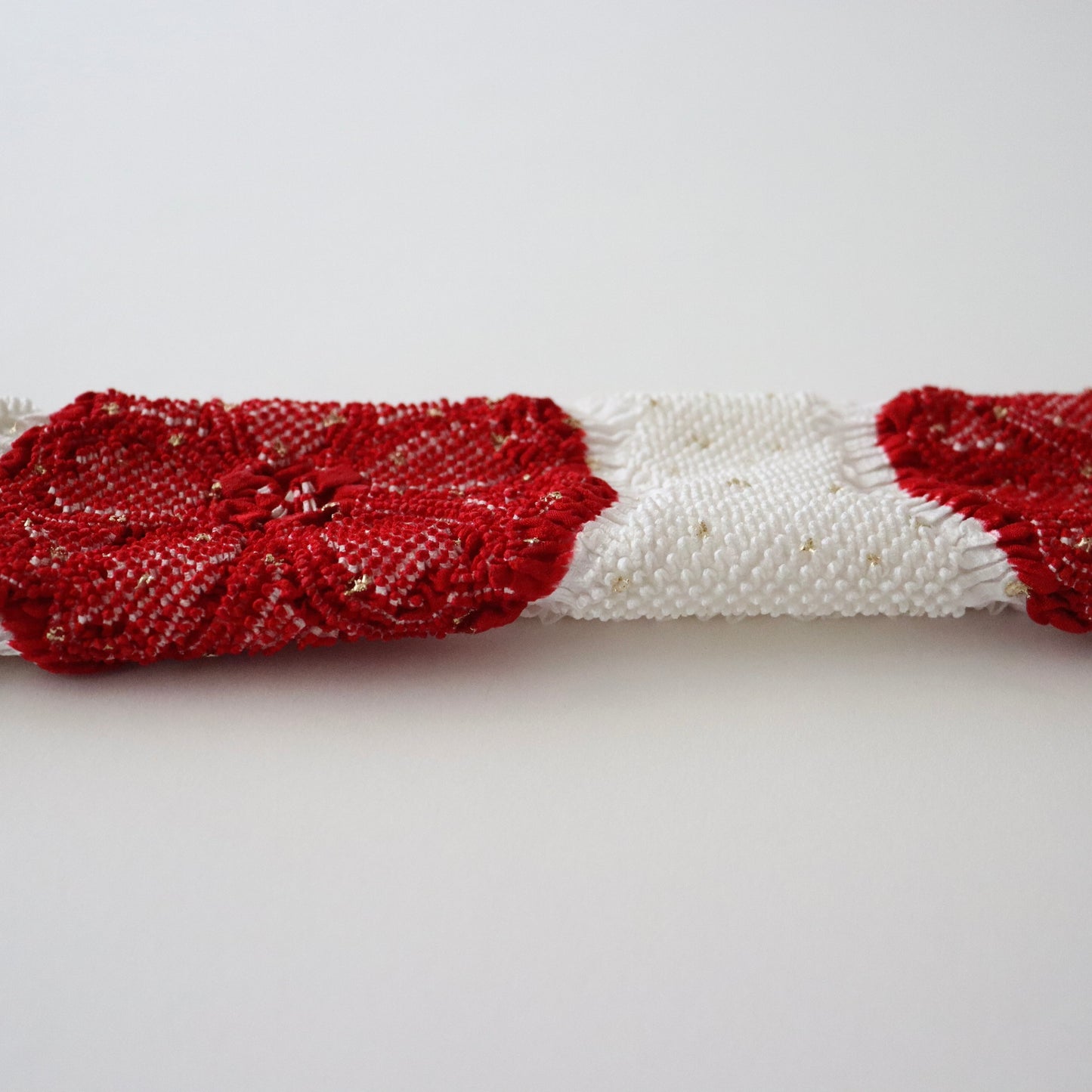 絞染帯揚げ「八重桜輪 - 紅白」大原商店