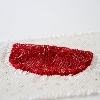 絞染帯揚げ「八重桜輪 - 紅白」大原商店