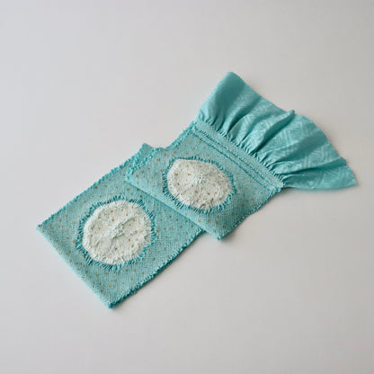 絞染帯揚げ「八重桜輪 - 甕覗 白」大原商店