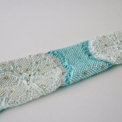 絞染帯揚げ「八重桜輪 - 甕覗 白」大原商店