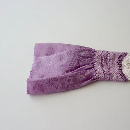 絞染帯揚げ「八重桜輪 - 薄葡萄 白」大原商店