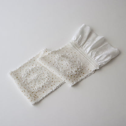 絞染帯揚げ「八重桜輪 - 白」大原商店