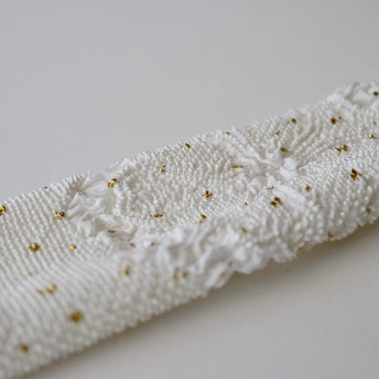 絞染帯揚げ「八重桜輪 - 白」大原商店