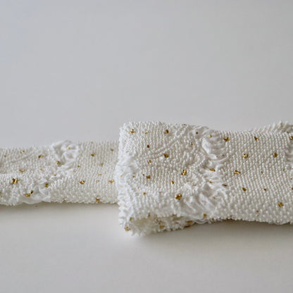 絞染帯揚げ「八重桜輪 - 白」大原商店