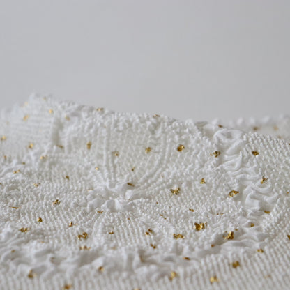 絞染帯揚げ「八重桜輪 - 白」大原商店