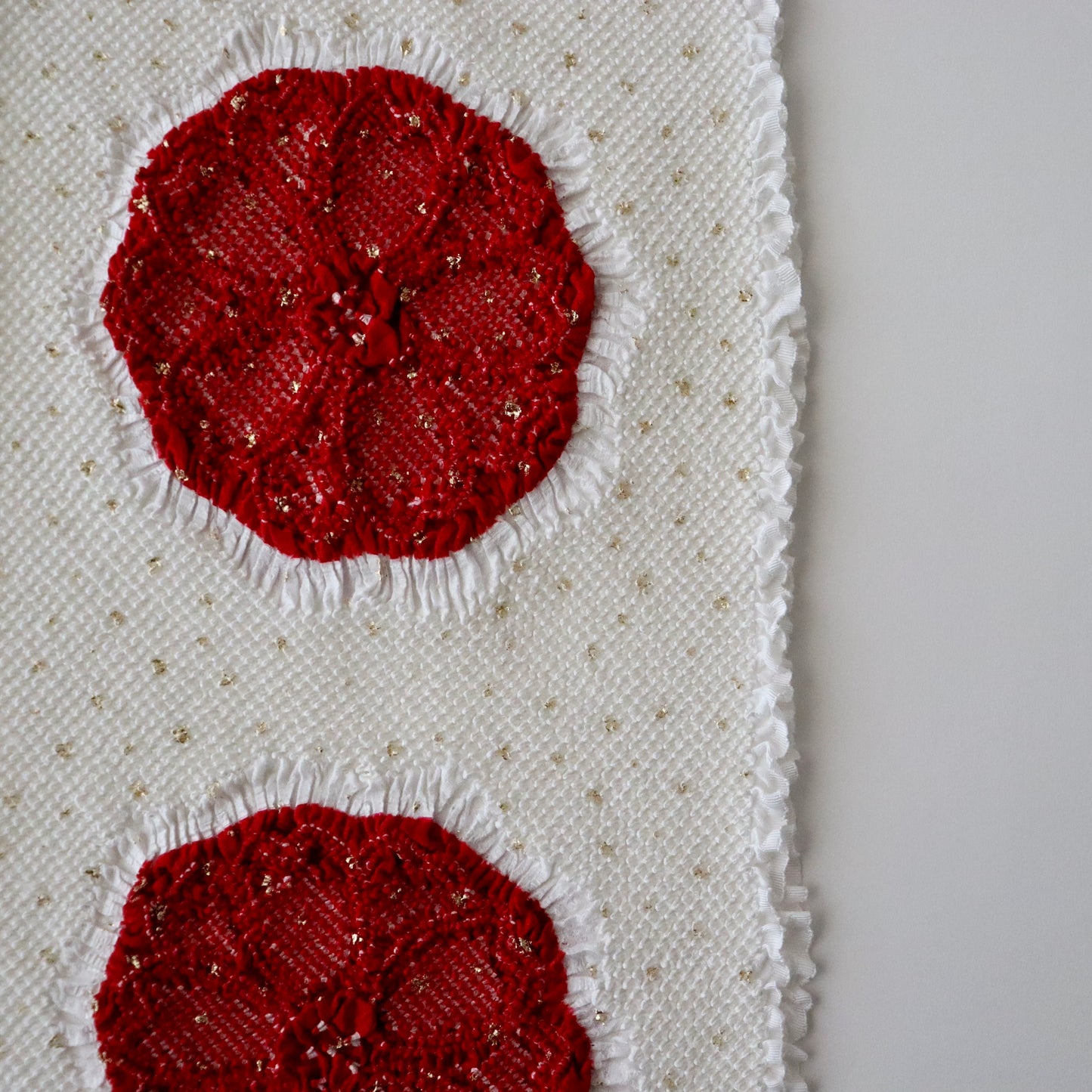 絞染帯揚げ「八重桜輪 - 紅白」大原商店