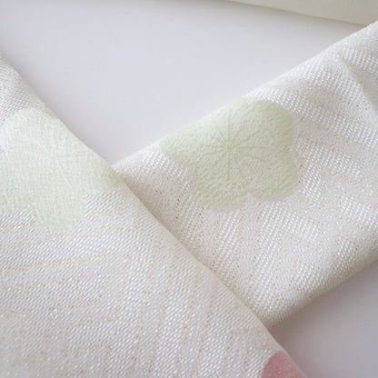 帯揚げ「縮緬縫取紗綾形手挿友禅 梅 - lt.g」和小物さくら