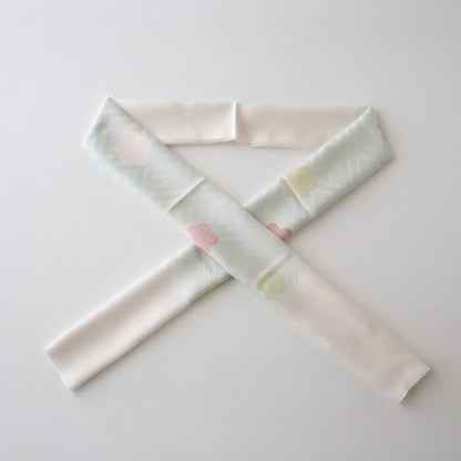 帯揚げ「縮緬縫取紗綾形手挿友禅 梅 - lt.p」和小物さくら