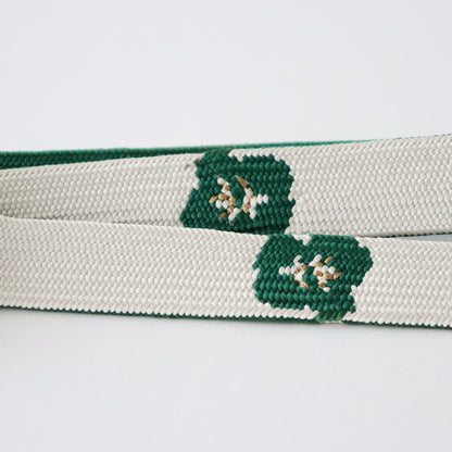 帯締め「手組み椿- wht.grn」　和小物さくら