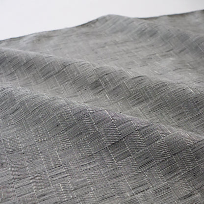 特撰 結城ちぢみ「網代格子/薄墨」はたおり娘(広巾) - 奥順