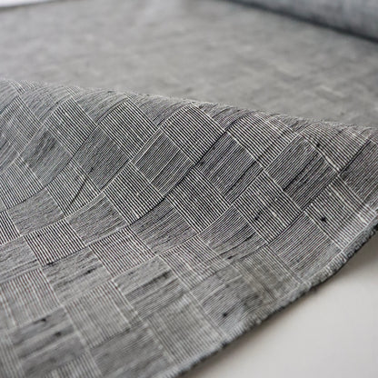 特撰 結城ちぢみ「網代格子/薄墨」はたおり娘(広巾) - 奥順