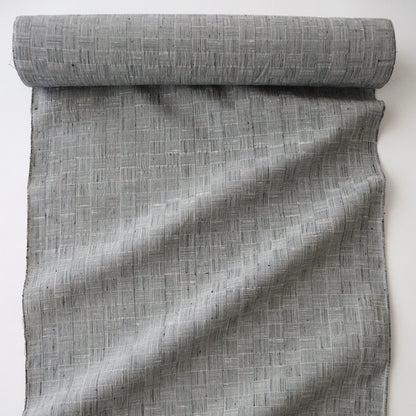 特撰 結城ちぢみ「網代格子/薄墨」はたおり娘(広巾) - 奥順