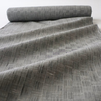 特撰 結城ちぢみ「網代格子/薄墨」はたおり娘(広巾) - 奥順