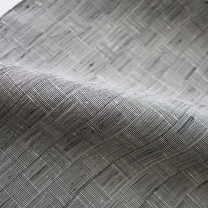 特撰 結城ちぢみ「網代格子/薄墨」はたおり娘(広巾) - 奥順