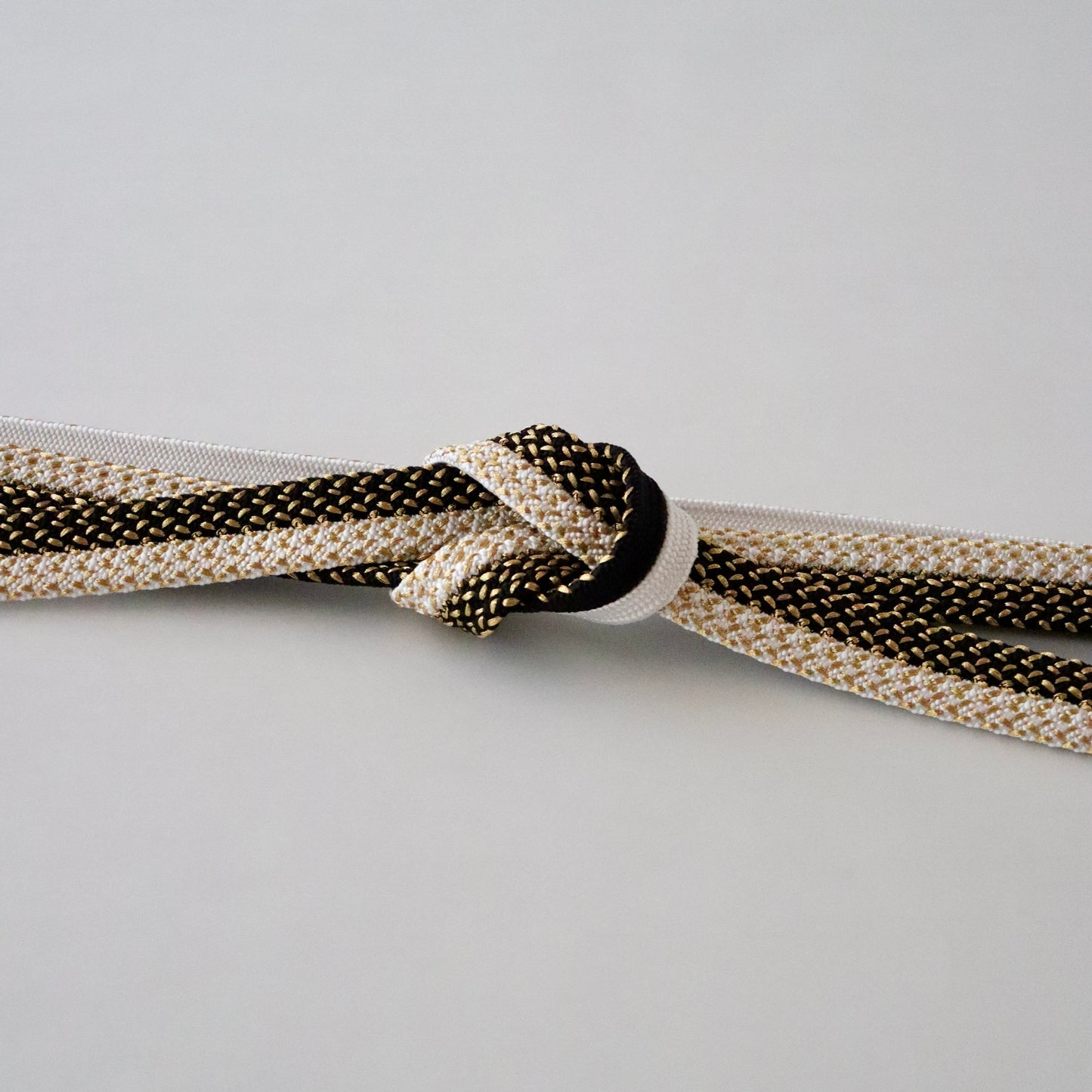 帯締め「内記二本合せ金霰撚房 - bk wht」　和小物さくら