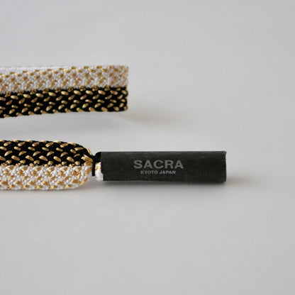 帯締め「内記二本合せ金霰撚房 - bk wht」　和小物さくら