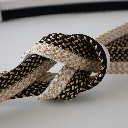 帯締め「内記二本合せ金霰撚房 - bk wht」　和小物さくら