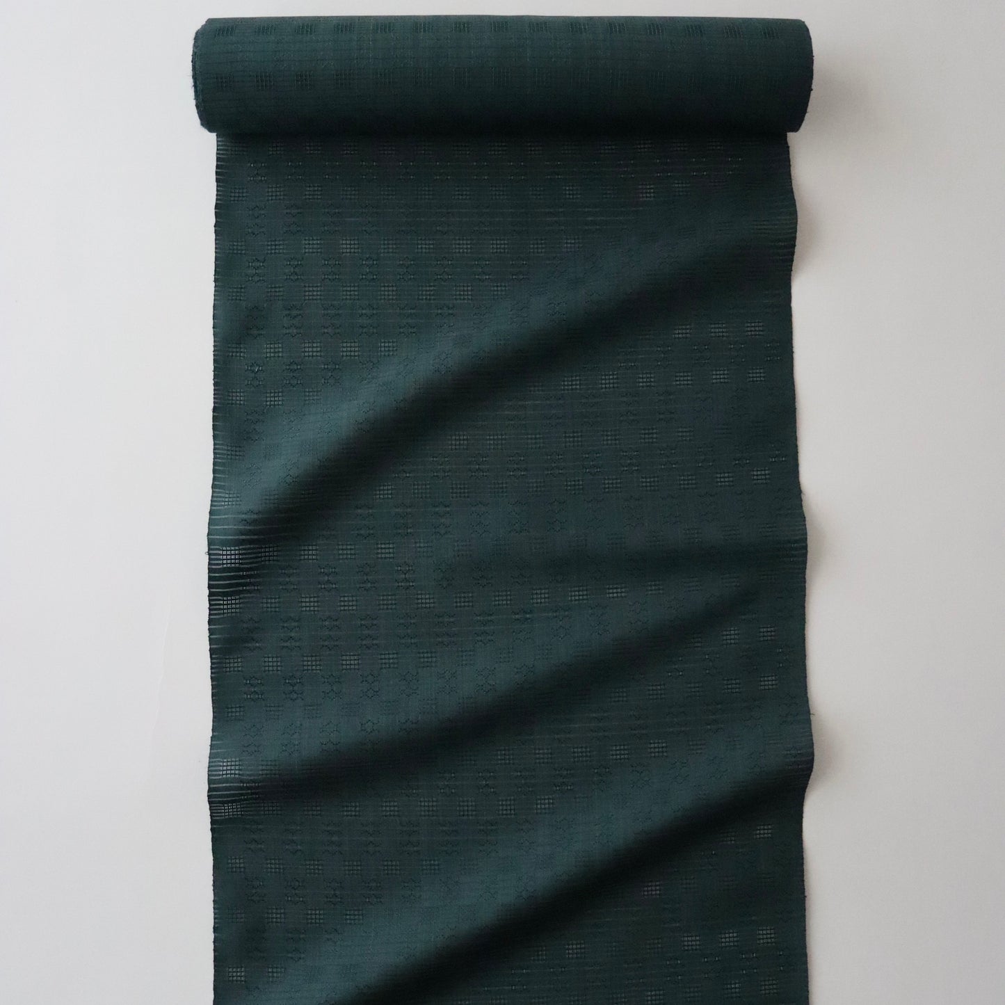 首里花倉織「草木染/浮織 - 濃緑」山口工房：山口良子