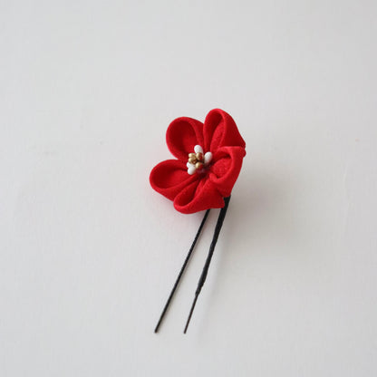 振袖向け髪飾り「つまみ細工 - 花々/紅白彩々」大原商店