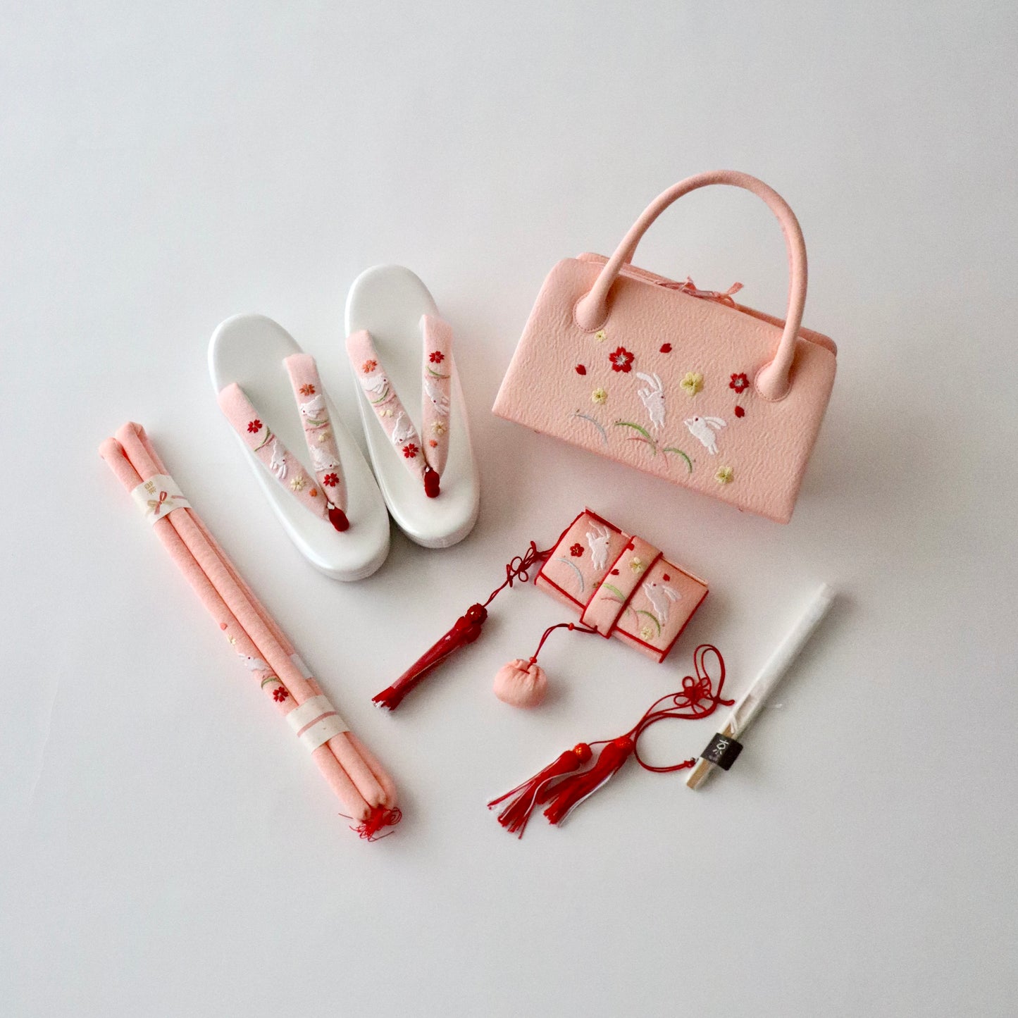 七歳向け「小物6点セット / 兎 pnk」和装小物やまざき