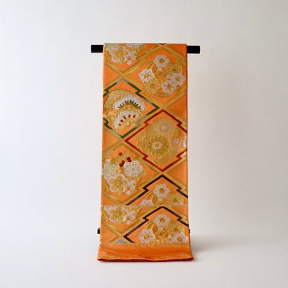 袋帯「吉兆綾錦 - 松皮菱花丸文」絲屋善創