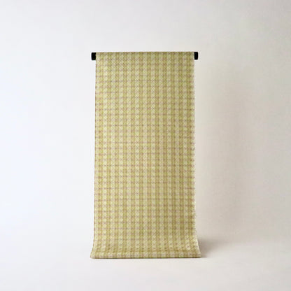 与那国花織「草木染/花織格子 - 緑赤黄」てぃぬはな工房：つのだれい子