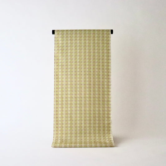 与那国花織「草木染/花織格子 - 緑赤黄」てぃぬはな工房：つのだれい子